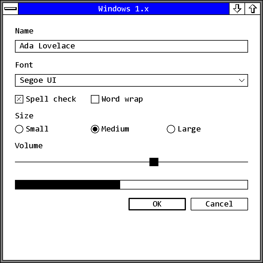 A small form drawn with ThemeVariant::Windows1x