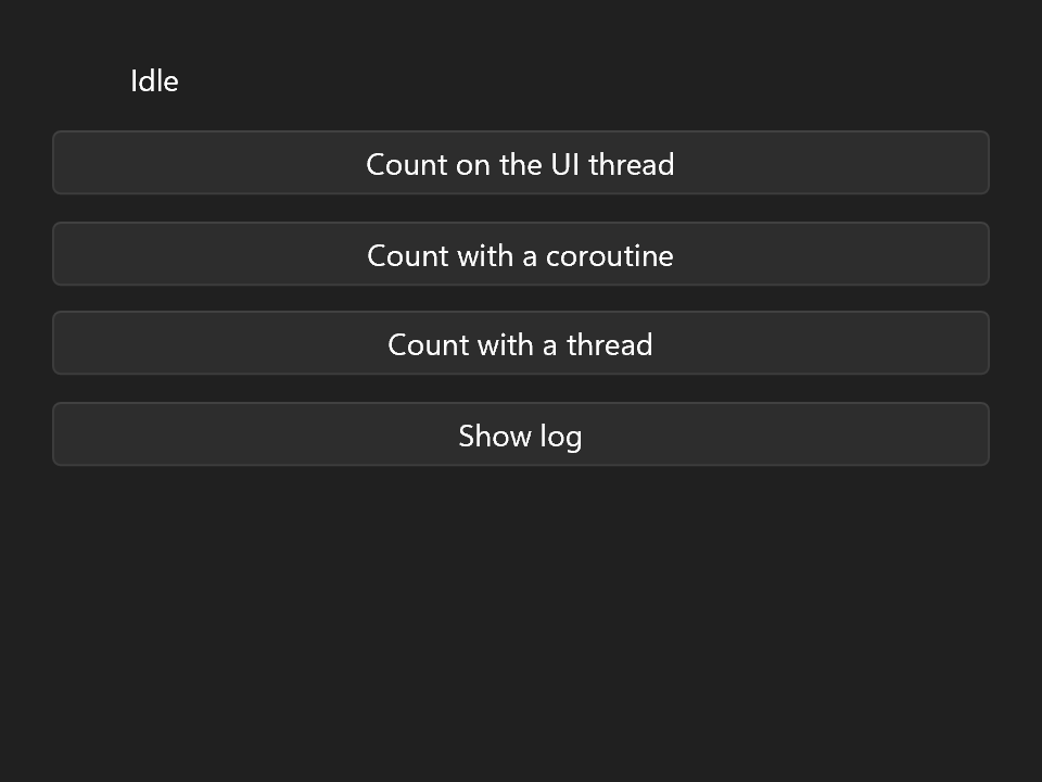 The background work example: an idle status and four buttons
