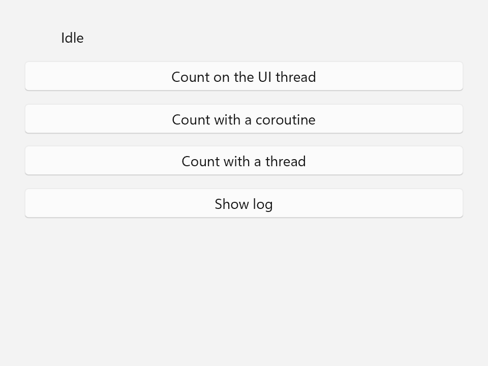 The background work example: an idle status and four buttons